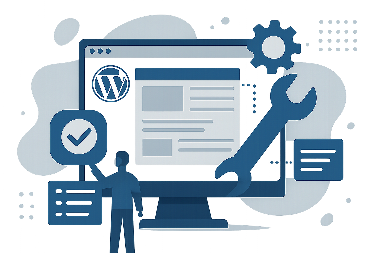 Abstract WordPress site management image, no text.